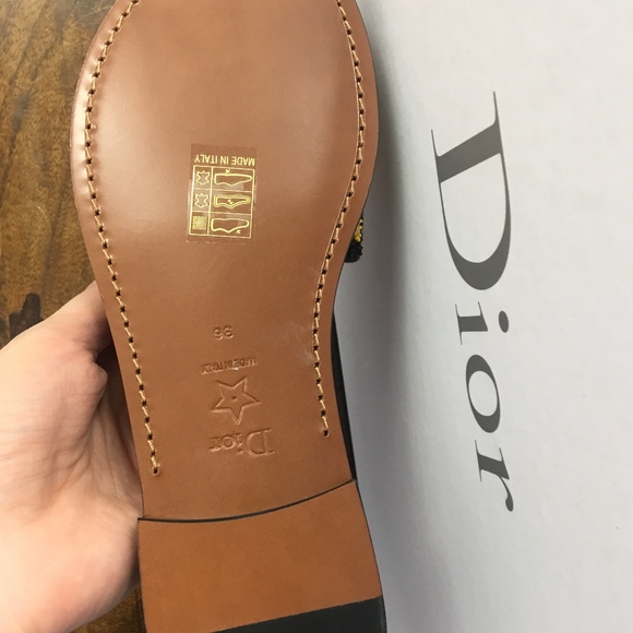 Dior Black Tarot Death Embroidered Clog Slippers - Picture 3 of 5